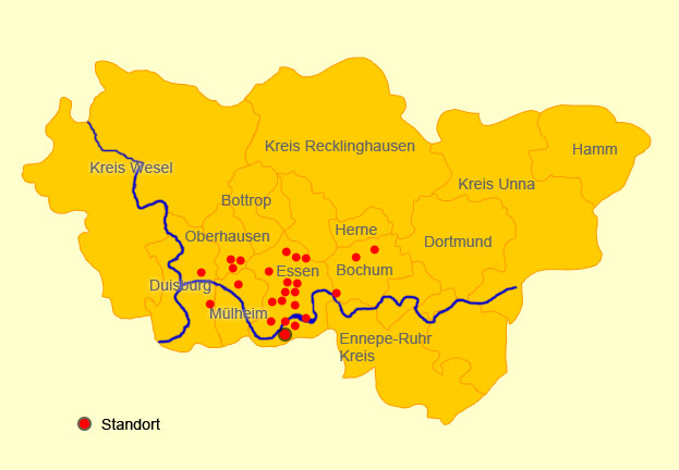 Karte dese Ruhrgebiets
